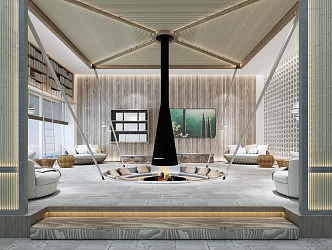 New Chinese Reception Area Homestay Hotel Rest Area 3d model