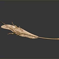 Golden Locust Decorative Sculpture Art Piece With Elongated Body And Metallic Wings