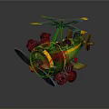 Green Passenger Plane Model Toy Featuring Propeller Yellow and Black Decorative Details
