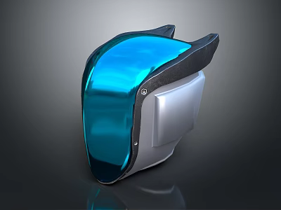 Futuristic Weapon Component With Blue Transparent Surface And Silver Metallic Frame 3d model
