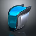 Futuristic Weapon Component With Blue Transparent Surface And Silver Metallic Frame