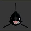 Black And White Orca Aquatic Animal With Open Mouth And Swimming Posture