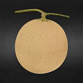Fresh Netted Melon With Beige Skin And Green Stem On Dark Background