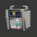 Modern Coffee Maker With Display Screen Yellow Cup Icon Blue Light And White Gray Design