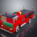 Vibrant Red Fire Truck Model With Ladder Hose And Green Accents