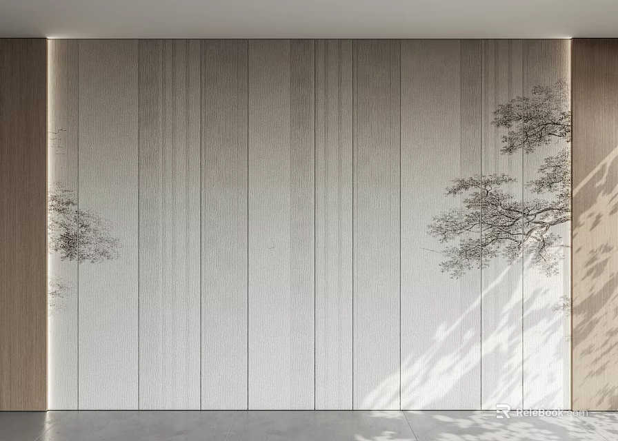 Modern Luxury Solid Wood Feature Wall With Natural Tree Pattern Design For Home Interior 3d model