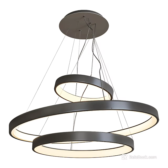 Modern Black Ring Chandelier with Multiple Circular Rings for Contemporary Interior 3d model
