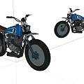 Vintage Blue Motorcycles With Brown Leather Seats And Classic Retro Design
