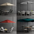 Outdoor Table with Colorful Umbrella and Modern Chairs for Patio Use