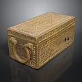 Decorative Brass Storage Box With Intricate Carved Patterns And Ring Handle 3d model