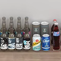 Assorted Bottled And Canned Beverages Including Beer Bottles Schweppes Coca Cola Pepsi