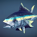 Vibrant Blue And Silver Tuna Fish With Yellow Fins And Large Eyes In Marine Habitat