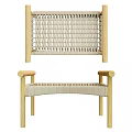 Natural Wooden Stools With Woven Seat And Armrest Design For Minimalist Spaces