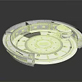 Futuristic Circular Sci Fi Structure With Multi Layered Design And Orange Central Ring