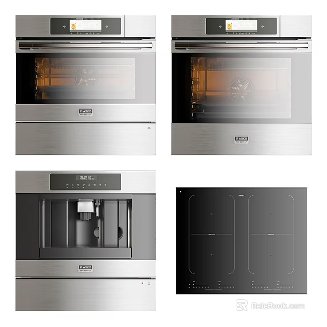 Modern Stainless Steel Kitchen Appliances Including Oven Microwave And Stove Top 3d model 