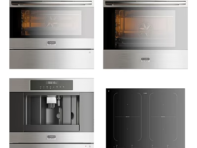 Modern Stainless Steel Kitchen Appliances Including Oven Microwave And Stove Top 3d model