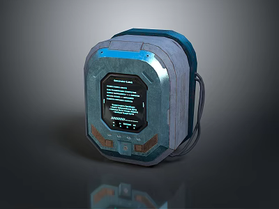 Futuristic Sci Fi Device With Metallic Casing Glowing Screen Digital Text And Blue Accents 3d model