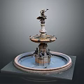 Ornate Garden Decorative Fountain With Multi Tiered Design Circular Basin And Top Statue