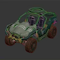 Off Road Vehicle Open Cockpit With Large Tires And Top Mounted Equipment