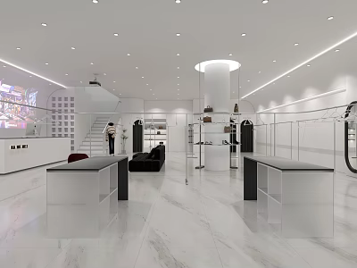 Modern Clothing Store Interior With Marble Floor Display Racks Sofa And Lighting 3d model