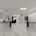 Modern Clothing Store Interior With Marble Floor Display Racks Sofa And Lighting