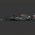 Black And Green Formula 1 Racing Car With Number 44 Sleek Aerodynamic Design