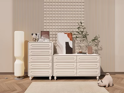 Modern Decorative Cabinet Cream Decorative Cabinet 3d model