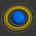 Blue Glass Bottle With Blue Cap And Yellow Rings On Black Background
