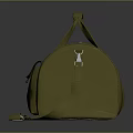 Olive Green Canvas Duffel Bag With Two Front Pockets Handle And Shoulder Strap 3d model