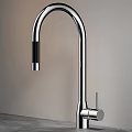 Modern Stainless Steel Kitchen Faucet With Sleek Curved Spout And Single Handle Design
