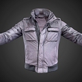 Grey Pad Field Jacket Open 3d model