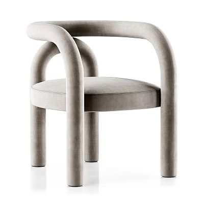 Light Gray Velvet Leisure Chair With Curved Armrests And Modern Minimalist Design 3d model