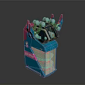 Mechanical Lab Rat Character With Blue Pink Exterior And Top Metal Protrusions Structural Design