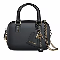 Small Burgundy Furla Leather Handbag With Chain Strap And Gold Hardware