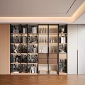 Modern Light Luxury Wooden Decor Cabinet With Glass Doors And Built In LED Display Lights