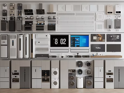 Home Appliances Display In Modern Showroom Setup 3d model