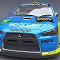 Blue And Yellow Racing Car With Number 88 And Sponsor Logos