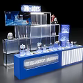 Ice JOYS Themed Photo Check-in Spot With Transparent Display Cabinets Panda Dolls And Blue Lighting