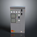 Grey Industrial Control Panel Featuring Gauges Display Screens Control Buttons Connection Ports And Warning Labels
