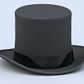Classic Black Top Hat with Tall Crown and Black Ribbon Band for Formal Occasions