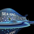 Modern SEA KING Wave Shaped Blue Lighting Landmark Photo Check in Spot