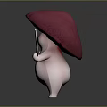 Cute Mushroom Cartoon Character Holding Sharp Knife With Red Hat And White Body
