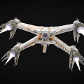 Futuristic Sci Fi Spaceship With Detailed Metallic Structure And Orange Accents