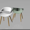 Modern Stylish Chairs With Curved Backrests And Wooden Legs In White And Light Green