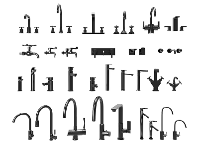 Various Types of Kitchen and Bathroom Faucet Styles Design Collection 3d model