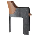 Modern Leisure Chair With Brown Leather Seat And Black Wood Grain Frame