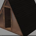 Modern Triangular Building With Wooden Door Glass Walls And Shingle Roof Design