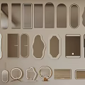 Diverse Decorative Wall Mirrors With Various Shapes And Frame Styles 3d model