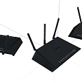 Black Wireless Routers With Multiple Antennas For Home And Office Network 3d model