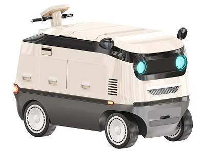 Modern Functional Vehicle With Cream Black Color Blue Round Headlights And Roof Equipment 3d model